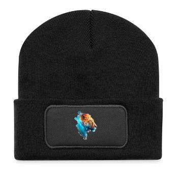 Belle lionne colorée dans la fumée bleue - Beanie recyclé à patch - noir - Devant