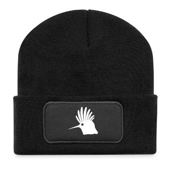 beliebte tierprints, Wiedehopf Kopf - Recycelte Patch Beanie - Schwarz - Vorne