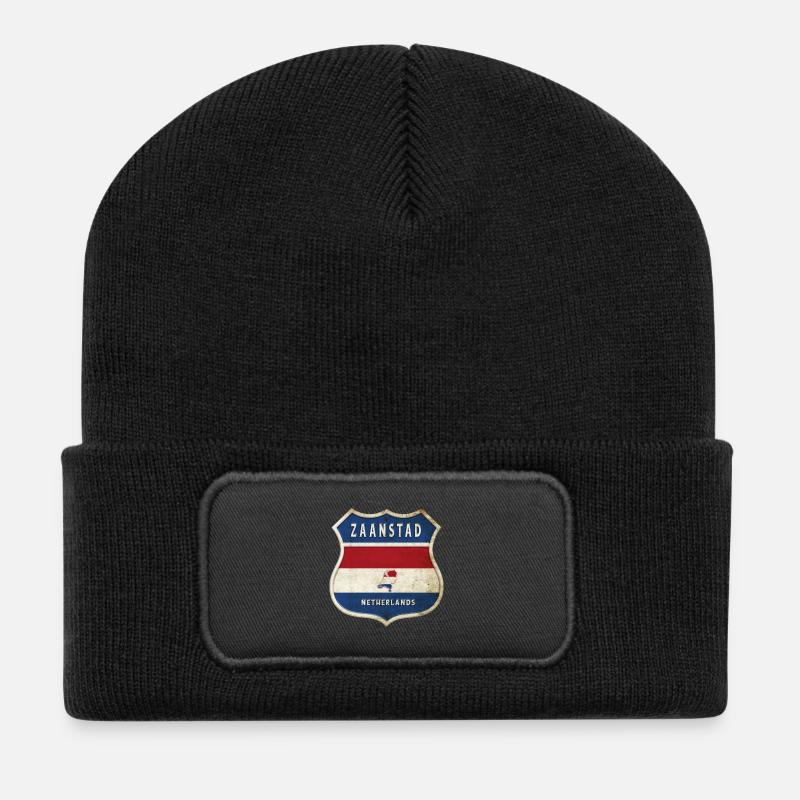 Zaanstad Niederlande Wappen Design - Recycelte Patch Beanie - Schwarz