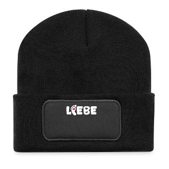 Mutter Herz Babyfüße Spruch Schwanger Familie Baby - Recycelte Patch Beanie - Schwarz - Vorne