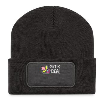 Mama Statement Bébé Descendance Née Enceinte - Beanie recyclé à patch - charbon - Devant