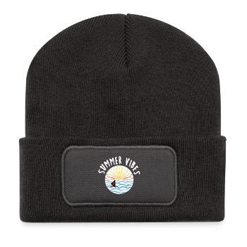 Vagues Été Voile Soleil - Beanie recyclé à patch - charbon - Devant