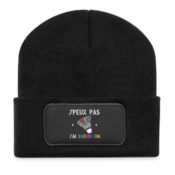 J'Peux Pas J'Ai Badminton - Beanie recyclé à patch - noir - Devant