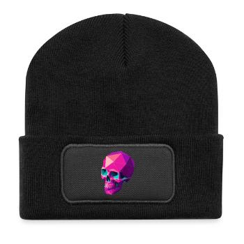 Geometric Skull - Recycled Patch Beanie - black - Front