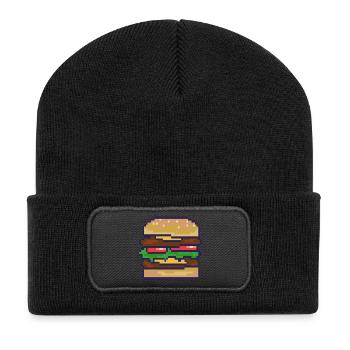 Pixelburger Pixelkunst - Recycelte Patch Beanie - Schwarz - Vorne