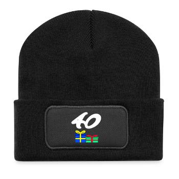 gratulieren, 40 Geschenke bunt - Recycelte Patch Beanie - Schwarz - Vorne