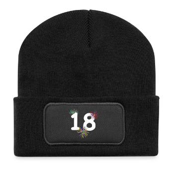 unisex, 18 feuerwerk bunt - Recycelte Patch Beanie - Schwarz - Vorne