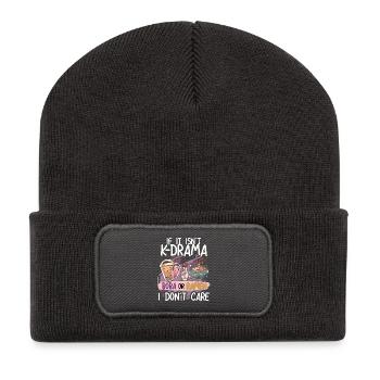 K-Drama Boba oder Ramen Design - Recycelte Patch Beanie - Dunkelgrau - Vorne