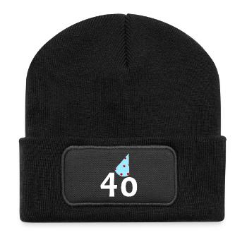 40 gratulieren, Geburstagshütchen - Recycelte Patch Beanie - Schwarz - Vorne