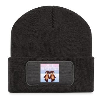 Gute Besserung - SEEOTTER - PAARE - Recycelte Patch Beanie - Dunkelgrau - Vorne
