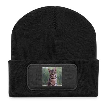 Chat chaton affiche chat carré affiche - Beanie recyclé à patch - noir - Devant