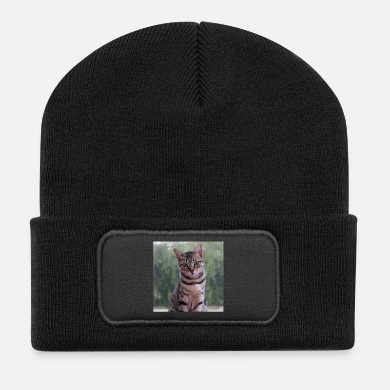 Katze Kätzchen Poster quadratisch Katzenposter - Recycelte Patch Beanie - Schwarz