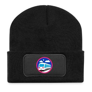 Locomotive, train, chemin de fer - Beanie recyclé à patch - noir - Devant