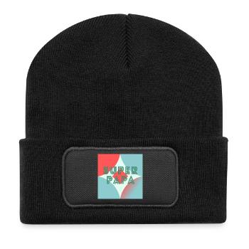 ALLES GUTE ZUM GEBURTSTAG, PAPA. PAPA. VATERTAG. ALLES GUTE ZUM GEBURTSTAG! - Recycelte Patch Beanie - Schwarz - Vorne