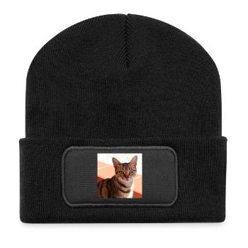 Chat chaton affiche chat carré affiche - Beanie recyclé à patch - noir - Devant
