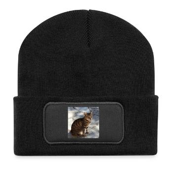 Chat chaton affiche chat carré affiche - Beanie recyclé à patch - noir - Devant