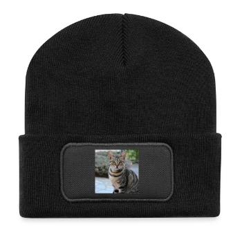 Chat chaton affiche chat carré affiche - Beanie recyclé à patch - noir - Devant