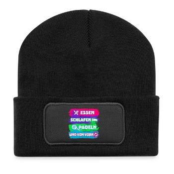 Padel Spieler Freizeit Padelspiel Statement Sport - Recycelte Patch Beanie - Schwarz - Vorne