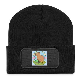 Easter capybara - Recycled Patch Beanie - black - Front