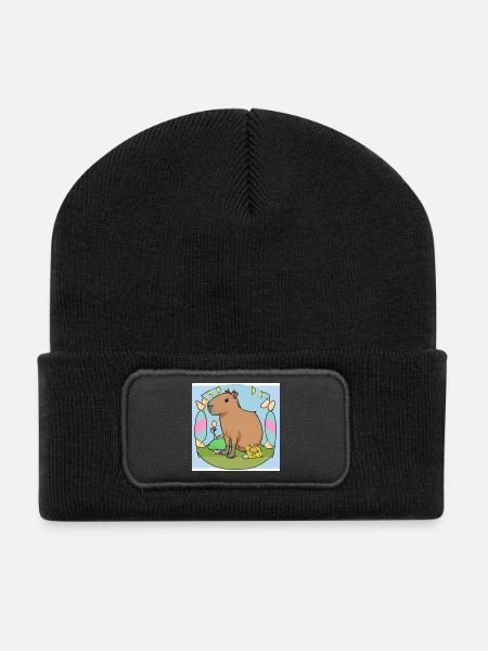 Easter capybara - Recycled Patch Beanie - black