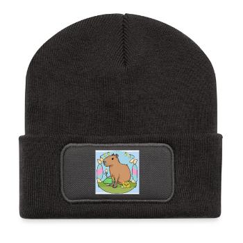 Capybara de Pâques - Beanie recyclé à patch - charbon - Devant