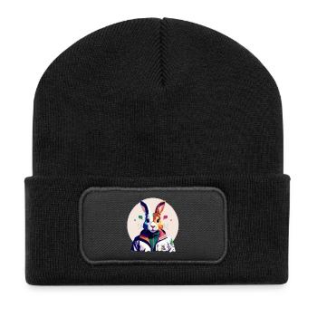 Bunny, Easter Bunny - Recycled Patch Beanie - black - Front