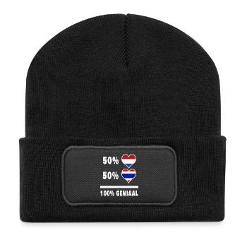 Thailand und die Niederlande 100% Genius Flagge - Recycelte Patch Beanie - Schwarz - Vorne