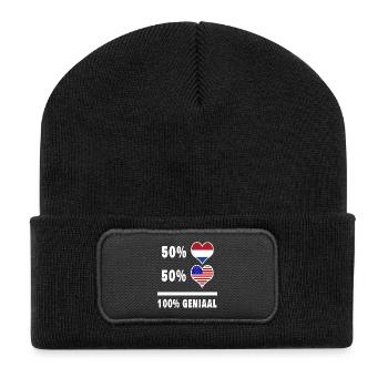 Drapeau 100% Genius des États-Unis et des Pays-Bas - Beanie recyclé à patch - noir - Devant