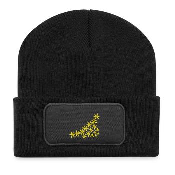 Yellow Wildflowers Corner – Lebendige Frühlingsblumen - Recycelte Patch Beanie - Schwarz - Vorne
