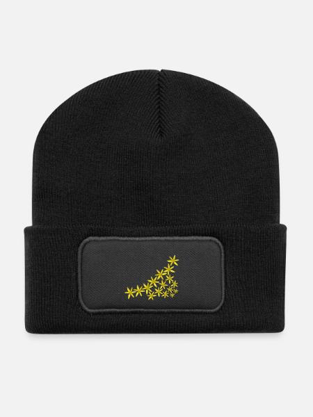 Yellow Wildflowers Corner – Vibrant Spring Floral - Recycled Patch Beanie - black