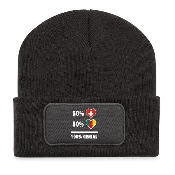 Cameroun et Suisse 100% Drapeau Génial - Beanie recyclé à patch - charbon - Devant