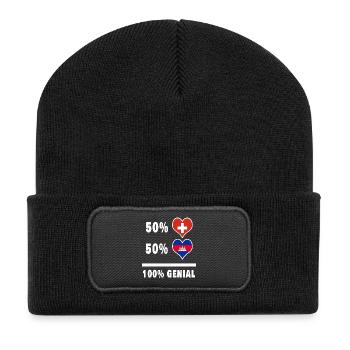 Cambodia and Switzerland 100% Awesome Flag - Recycled Patch Beanie - black - Front