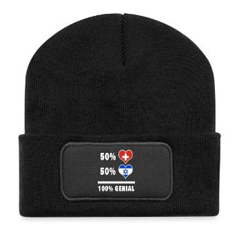 Israel and Switzerland 100% Awesome Flag - Recycled Patch Beanie - black - Front