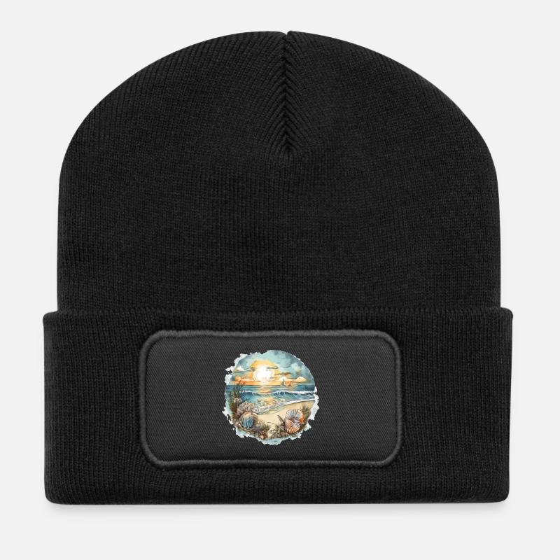 Strandtraum - Recycelte Patch Beanie - Schwarz
