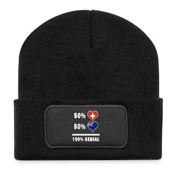 Nouvelle-Zélande et Suisse 100% Awesome Flag - Beanie recyclé à patch - noir - Devant