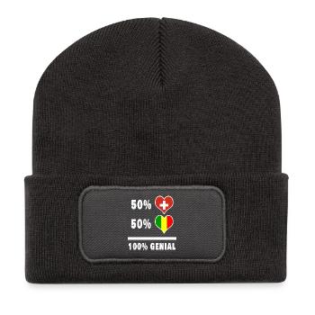Mali et Suisse 100% Drapeau Génial - Beanie recyclé à patch - charbon - Devant