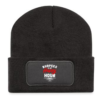 Les burpees sont mon happy hour - Beanie recyclé à patch - charbon - Devant