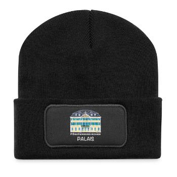 Bonn, Fürstenbergisches Palais,  handgezeichnet - Recycelte Patch Beanie - Schwarz - Vorne