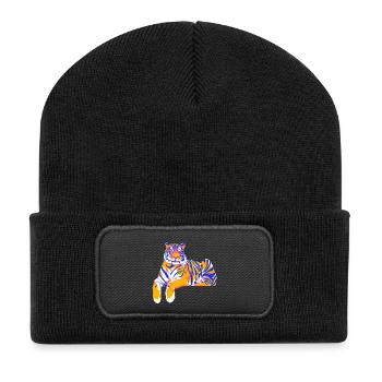 Elongated paint tiger - Recycled Patch Beanie - black - Front