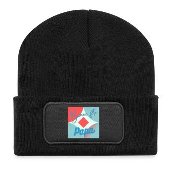 PAPA. FÊTE DES PÈRES. BONNE FÊTE PAPA. BONNE FÊTE - Beanie recyclé à patch - noir - Devant