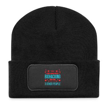 Fun biohacking design - Recycled Patch Beanie - black - Front