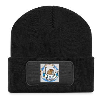 Astro Kappen - Recycelte Patch Beanie - Schwarz - Vorne