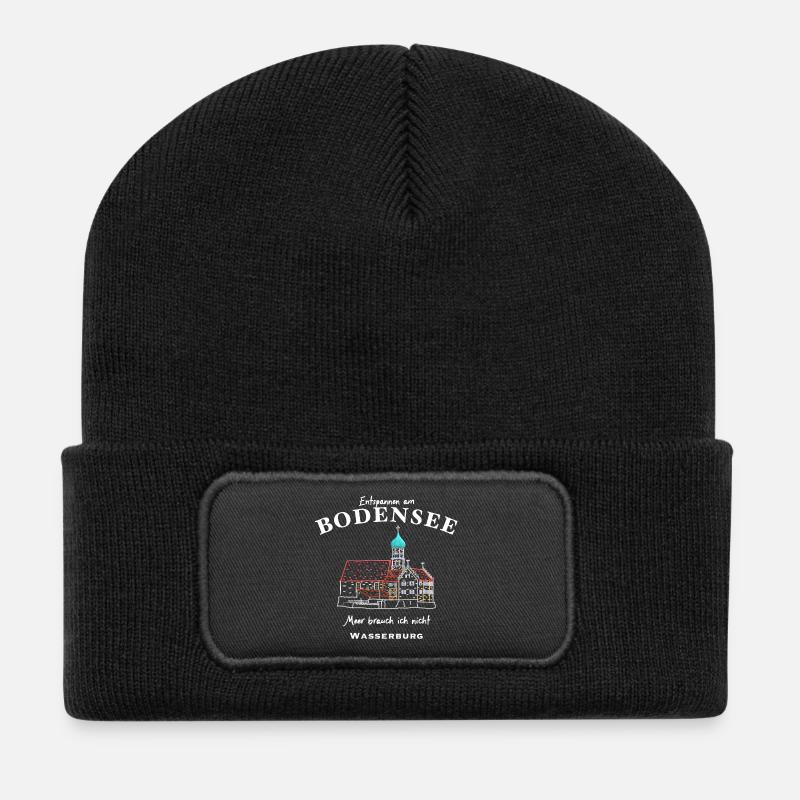 Wasserburg, Bodensee, Bayern - Recycelte Patch Beanie - Schwarz