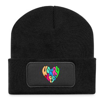 Worry less is the advice # - Recycled Patch Beanie - black - Front