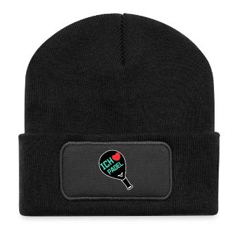 Sport Herz Fans Ich Liebe Padel Statement Schläger - Recycelte Patch Beanie - Schwarz - Vorne