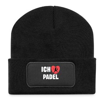 I love padel heart statement player training - Recycled Patch Beanie - black - Front