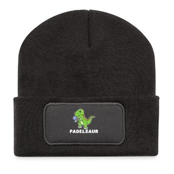 Dinosaurier Padel Cooler Spruch Padelspiel Tennis - Recycelte Patch Beanie - Dunkelgrau - Vorne