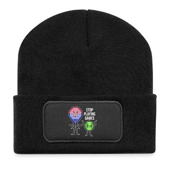 Spieler Statement Schläger Padel Padelteam Bälle - Recycelte Patch Beanie - Schwarz - Vorne