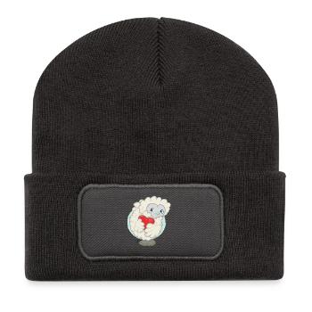Lioba Seidenhuhn, Hühnerliebe - Recycelte Patch Beanie - Dunkelgrau - Vorne