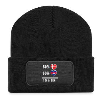 Kambodscha und Dänemark 100% geniale Flagge - Recycelte Patch Beanie - Schwarz - Vorne